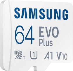   Samsung microSDHC 64GB C10 UHS-I R100MB/s Evo Plus + SD MB-MC64KA/EU -  4