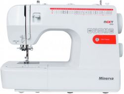 Швейная машинка MINERVA NEXT 532A, электромех., 32 швейных операций, петля автомат, 85Вт, белый+красный NEXT532A