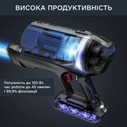Пылесос Rowenta беспроводный X-Force Flex 12.60 Auto Aqua , 320Вт, конт пыль -0,1л, автон. раб. до 45мин, вес-3кг, НЕРА, черно-синий RH98C0WO - Картинка 3
