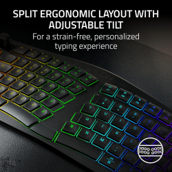 Клавіатура мембранна Razer Pro Type Ergo, 118key, USB-A/WL/BT, EN, RGB, чорний RZ03-05440100-R3M1 - Картинка 2