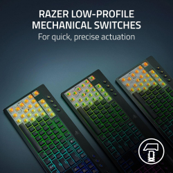 Клавіатура механічна Razer BlackWidow V4 Low-profile TKL HyperSpeed, 87key, Green Switch, USB-A/WL/BT, EN, RGB, чорний RZ03-05450500-R3M1 - Картинка 2