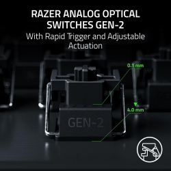 Клавіатура механічна Razer Huntsman V3 Pro TKL 8KHz, 84key, Analog Optical Switch Gen-2, USB-A, EN, RGB, чорний RZ03-05520100-R3M1 - Картинка 3