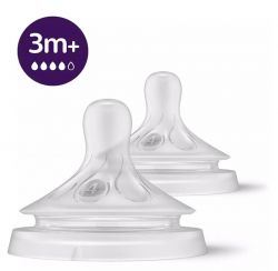 Philips Nipple Avent Silicone Natural Flow, middle flow 2pcs 3m+ (SCY964/02) SCY964/02