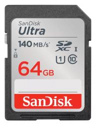  ' SDXC, 64Gb, SanDisk Ultra, Class10 UHS-I U1,  140 MB/s (SDSDUNB-064G-GN6IN)