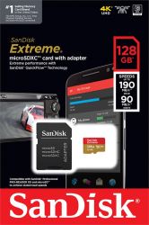   SanDisk microSD  128GB C10 UHS-I U3 R190/W90MB/s Extreme V30 + SD SDSQXAA-128G-GN6MA -  1