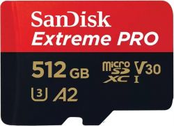 SanDisk  ' microSD 512GB C10 UHS-I U3 R200/W140MB/s Extreme Pro V30 + SD SDSQXCD-512G-GN6MA