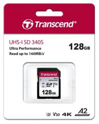   Transcend SD 128GB C10 UHS-I U3 A2 R160/W90MB/s 4K TS128GSDC340S -  1