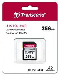  ' Transcend SD 256GB C10 UHS-I U3 A2 R160/W90MB/s 4K TS256GSDC340S