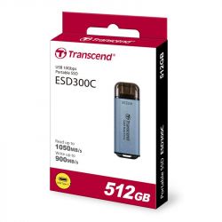  SSD Transcend 512GB USB 3.1 Gen 2 Type-C ESD300 Blue TS512GESD300C