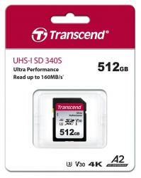   Transcend SD 512GB C10 UHS-I U3 A2 R160/W90MB/s 4K TS512GSDC340S