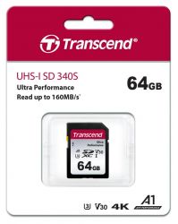  ' Transcend  ' SD 64GB C10 UHS-I U3 R160/W50MB/s 4K TS64GSDC340S -  1