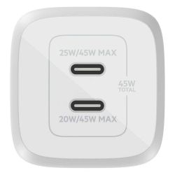   Belkin Home Charger 45W GAN PD PPS Dual USB- WCH011VFWH -  4
