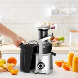 Tefal Соковитискач Nutri XXL відцентрований 1000Вт, чаша-0.8л, жмих-2.2л, жолоб на ціле яблуко, пластик/метал, чорний-нержавіюча сталь ZE660D10 - Картинка 5