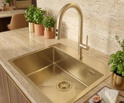 Мойка кухонная Deante OLFATO PRECIOUS, сталь, прямоугольник, без крыла, 550х505х200мм, чаша – 1, врезная, золото браш. ZPO_R10B - Картинка 2
