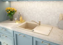 Мойка кухонная Deante Evora, гранит, прямоуг., с крылом, 780х440х193мм, чаша - 1, накладная, песок ZQJ_7113 - Картинка 2