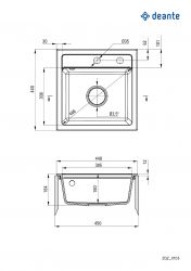 Мойка кухонная Deante Zorba, гранит, квадрат, без крыла, 440х440х184мм, чаша - 1, накладная, песок ZQZ_7103 - Картинка 5