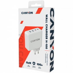    Canyon H-100 GaN 2xUSB-C, 2xUSB-A, PD3.0, QC3.0, 100W White (CND-CHA100W -  3