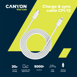  Lightning Canyon USB-C to Lightning 20W 2m White (CNE-CFI12W) -  3