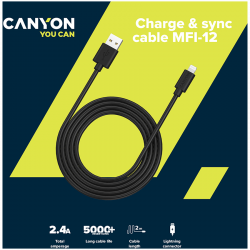  Lightning Canyon Charge & Sync USB-A to Lightning 2m Black (CNS-MFIC12B) -  3