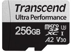  '  ' Transcend microSD 256GB C10 UHS-I U3 A2 R160/W125MB/s + SD -  1