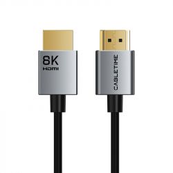 8K SLIM HDMI 2.1 Cable Aluminum Housing, Gold plated 8K/60HZ, Black (CA915910)