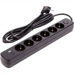 ��������� ������ PowerPlant 3�, 3x0.75��2, 6 �������, 1xUSB, 2xType-C, ����, 100% ��� (YS-N6086/3c) (EX610662)