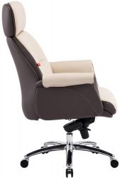 Кресло АКЛАС Драгобрат AL MB (Кожа LC-F Beige/PU Dark brown) - Картинка 3