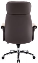 Кресло АКЛАС Драгобрат AL MB (Кожа LC-F Beige/PU Dark brown) - Картинка 5