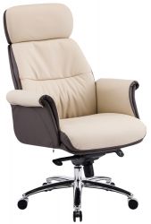 Кресло АКЛАС Драгобрат AL MB (Кожа LC-F Beige/PU Dark brown) - Картинка 8