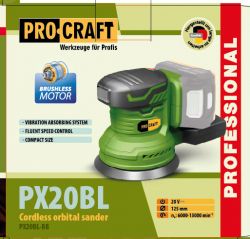 Акумуляторна ексцентрикова шліфмашина Procraft PX20BL (без акб та зп) - Картинка 2