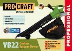 Акумуляторний пилосос-повітродувка Procraft VB22 (без акб та зп) - Картинка 2