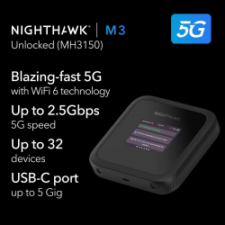 Мобільний маршрутизатор NETGEAR MH3150 Nighthawk M3 AX3600, 5G/4G/LTE, 1xUSB TypeC, 2xTS-9 MH3150-100EUS - Картинка 5
