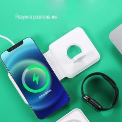 Беспроводное зарядное устройство ColorWay MagSafe Duo Charger, White, 15 Вт, до 2 устройств одновременно, Qi, защита от перенапряжения и контроль температуры, совместимость с Apple Watch / iPhone / Airpods (CW-CHW32Q-WT) - Картинка 4