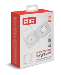 Беспроводное зарядное устройство ColorWay MagSafe Duo Charger, White, 15 Вт, до 2 устройств одновременно, Qi, защита от перенапряжения и контроль температуры, совместимость с Apple Watch / iPhone / Airpods (CW-CHW32Q-WT) - Картинка 6