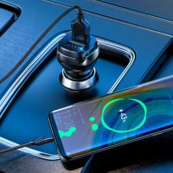 Автомобільний зарядний пристрій Hoco Z40 + MicroUSB, Black, 2xUSB, 2.4A - Картинка 5