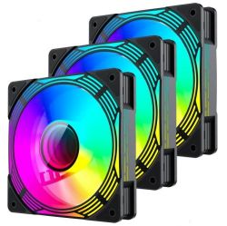 ���������� 120 ��, GameMax KF300R, Black, 3 ��, 120�120�25 ��, RGB ���������, 800-1600 ��/���, �� 31.2 ��, 4-pin (PWM) / 3-pin (RGB), Hydraulic Bearing, 9 Reverse Fan Blade (KF300R BK) - �������� 1