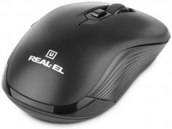 ���� REAL-EL RM-331W Wireless, Black, ������������, USB, ����������, 1600 dpi, 5 ������, 2xAAA - �������� 3
