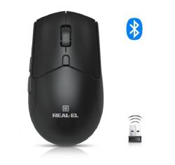 ���� REAL-EL RM-460W Rechargeable Wireless, Black, ����������, Type-C, BT, �������, 2400 dpi, 5 ������