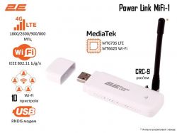   4G 2E PowerLink MiFi 1, White, USB, nanoSIM, WiFi b/g/n (2.4 GHz), 512Mb LPDDR2 / 2Gb eMMC, 1xCRC-9 -  2