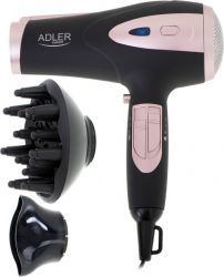 Фен Adler AD-2248, Black/Pink, 2200W, 2 швидкості, 3 режими, іонізація, дифузор, концентратор захист від перегріву - Картинка 3