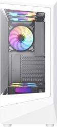 Корпус GameMax Vista COC AW, White, без БП, Mid Tower, ATX / Micro ATX / Mini-ITX, 1xType-C / 1xUSB 3.0 / 1xUSB 2.0, макс. CPU - 155 мм / VGA - 330 мм, 5x120 мм ARGB, боковая и передняя панель из закаленного стекла, ARGB Fan HUB - Картинка 3