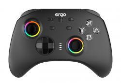 ������� Ergo GG04BT, Black, ������������ (Bluetooth 5.0) / Type-C, ��� �� / Nintendo Switch / Android TV, ��������, 8 ������ / 2 ����� / D-Pad, RGB ���������, 600 mAh