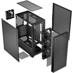 Корпус LogicConcept Dart Pro Midi Mash, Black, без БЖ, Midi Tower, для ATX / Micro ATX / Mini-ITX, 1xType-C / 2xUSB 3.0, макс. CPU - 155 мм / VGA - 340 мм, 4x120 мм - Картинка 5