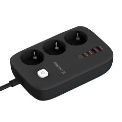 Фильтр сетевой ColorWay GaN3 Pro, 3 розетки, 2 м, Black, 2xUSB (60 Вт, QC3.0), 2xType-C (65 Вт, PD3.0), провод из меди (до 3250 Вт), 16A (CW-CHE34PDB) - Картинка 6