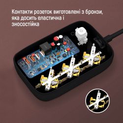 Фильтр сетевой ColorWay GaN3 Pro, 3 розетки, 2 м, Black, 2xUSB (60 Вт, QC3.0), 2xType-C (65 Вт, PD3.0), провод из меди (до 3250 Вт), 16A (CW-CHE34PDB) - Картинка 8