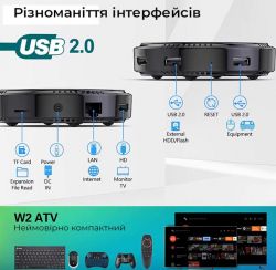 ТБ-приставка Vontar W2 Amlogic S905W2, 2Gb/16Gb, Wi-Fi 2.4G +5G +100 Mb, USB2.0x2, Mali-G31, HDMI, G10s Аеропульт, BT, Android TV 11, 4K 60 fps - Картинка 5