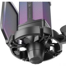 Мікрофон Fifine Q6, Black, USB, підключення дротове, кабель 2 м, RGB підсвічування, - 43 дБ, з регулятором чутливості, з антивібраційним кріпленням та поп-фільтром, дискова стійка - Картинка 3