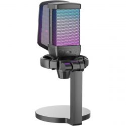 Мікрофон Fifine Q6, Black, USB, підключення дротове, кабель 2 м, RGB підсвічування, - 43 дБ, з регулятором чутливості, з антивібраційним кріпленням та поп-фільтром, дискова стійка - Картинка 6