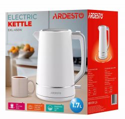 Электрочайник Ardesto EKL-450W, White, 2200W, 1.7 л, дисковый, пластиковый корпус, индикатор уровня воды, автоматическое отключение при отсутствии воды - Картинка 6