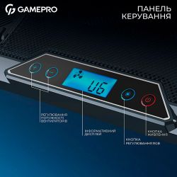 Подставка для ноутбука до 17" GamePro CP795, Black, RGB подсветка, 4 х 80 мм, 4 х 70 мм вентилятор (25 dB 2320 rpm), металл/пластик, 2xUSB 2.0, 395 x 265 x 30 мм, 910 г, регулировка скорости вентиляторов и угла наклона - Картинка 8